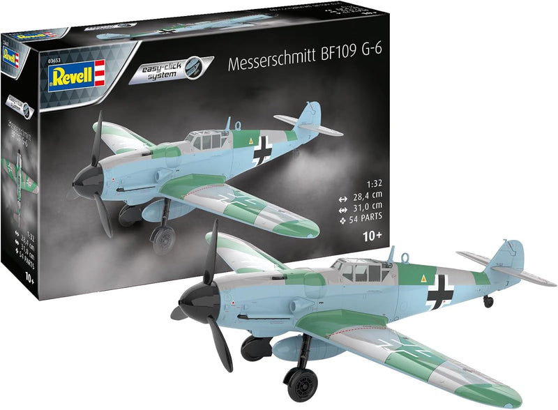 Revell Modellbausatz I Messerschmitt Bf109G-6 I Easy-Click-Bausatz I Detailreiches Militärfahrzeug I