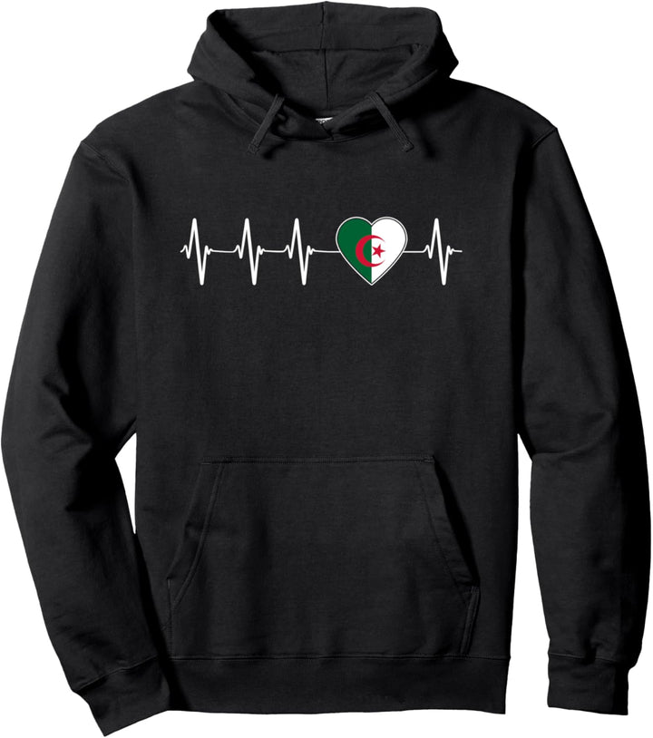 Algerian Heartbeat I Love Algerien Herz Flagge Geschenk Pullover Hoodie