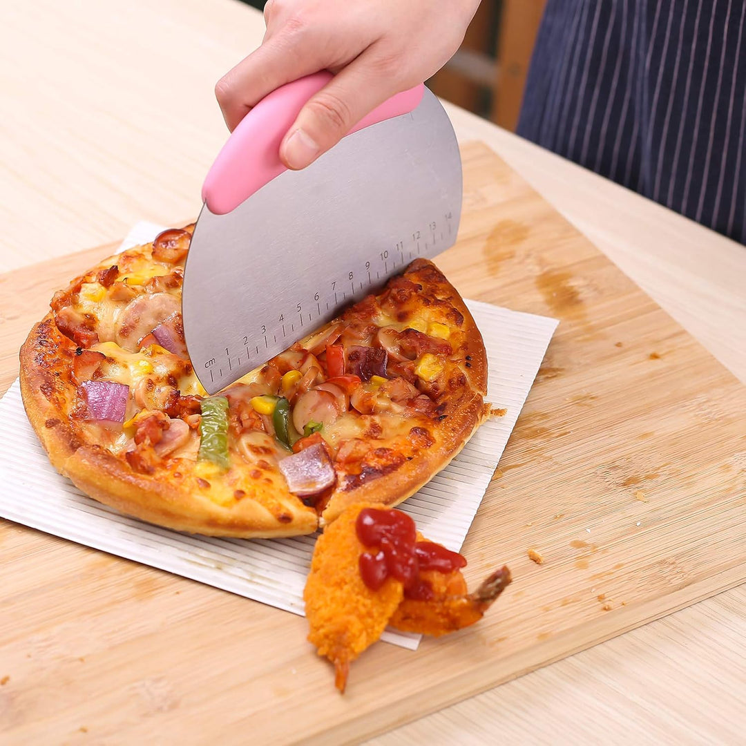 1 Stück Teigschaber Zerkleinerer/Edelstahl Teigschaber Cutter mit ergonomischem Gummi Anti-Rutsch-Gr