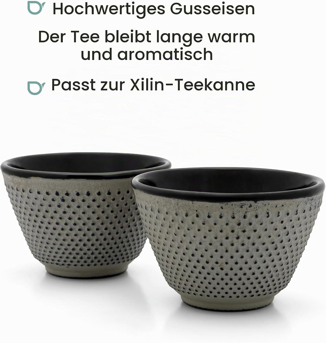 Bredemeijer kleine graue gusseiserne Teebecher Jang 2-teilig - Guss-Tassen Ø 7.8 cm