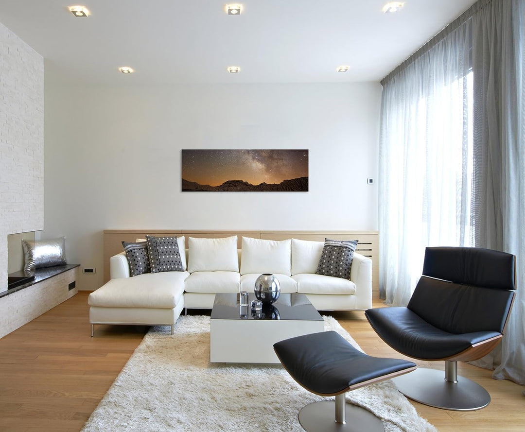 Paul Sinus Art Panorama Fotoleinwand 120x40cm Landschaftsfotografie – Milchstrasse über Bardenas, Sp