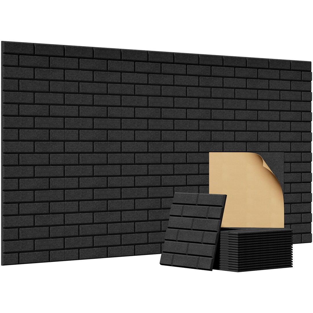 TONOR Ziegeltyp Akustikpaneele selbstklebend, 36 St.30x30x0,9cm Schalldämmung Schallschutzplatten, W