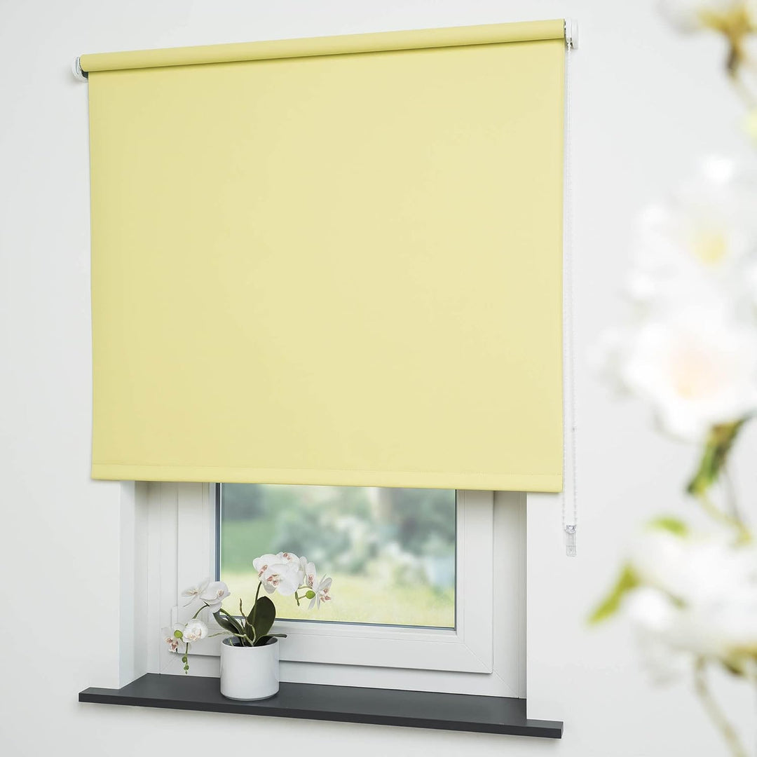 Liedeco® Rollo, Fenster Rollo, Kettenzug-Rollo / 122 x 180 cm (Breite x Höhe), gelb/Verdunkelnd, Abd