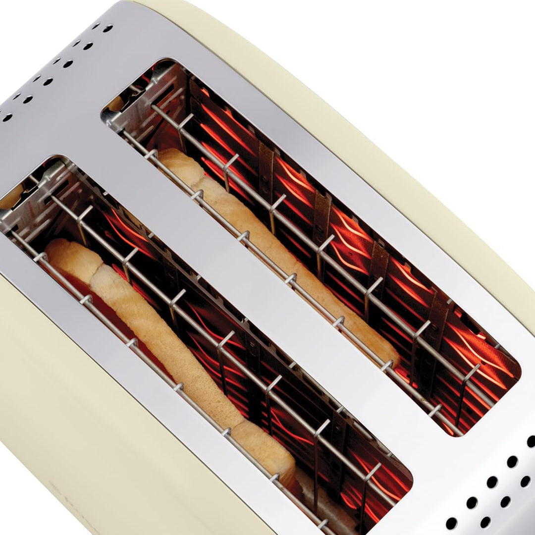Russell Hobbs Toaster [für 2 Scheiben] Colours Plus Edelstahl Creme (extra breite Toastschlitze, ink