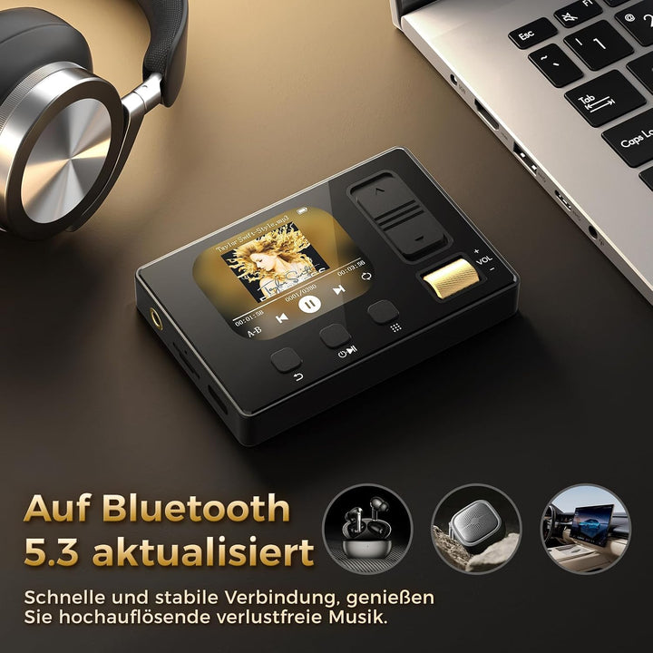 MP3 Player mit Bluetooth 5.3, Diofox HiFi Sound MP3 Player mit Lautsprecher, 32GB Storage, 6 Musikst