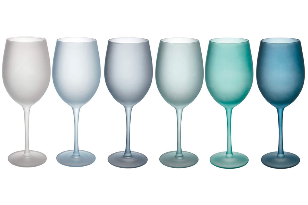 Villa d'Este Home Tivoli Shades of Blue Gläser, 6 Stück, frosted Glas, 550 ml