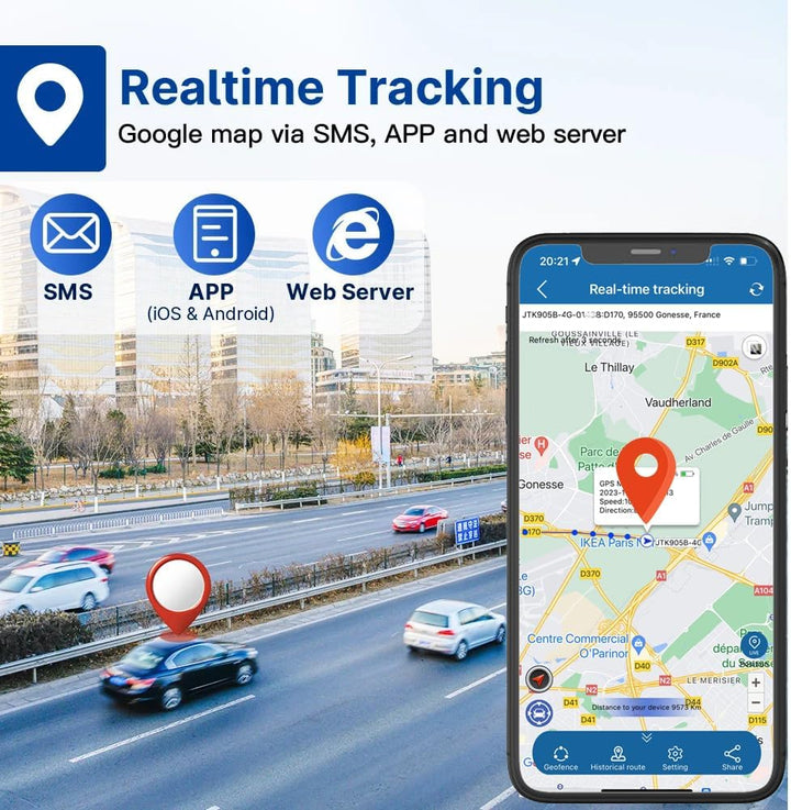 GPS Tracker Auto ohne ABO, 10000mAh GPS Tracker mit Starker Magnet, Langer Standby Echtzeit Position