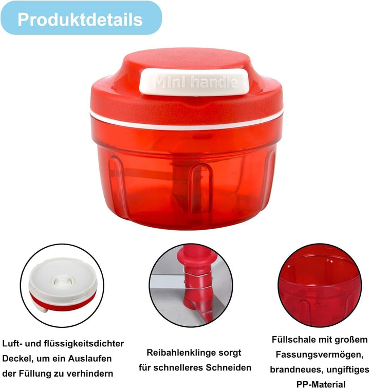 Zwiebelschneider Manuell, Gemüsehacker, Onion Chopper, Multizerkleinerer Manuell, 300ml Zwiebel Zerk