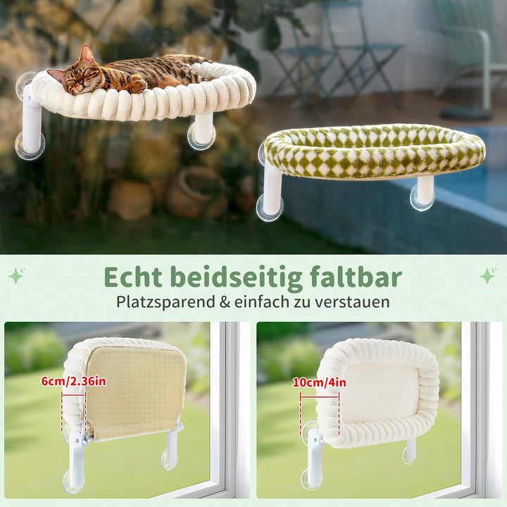 GUUSII HOME Katzen Fensterliege Faltbar Katzenbett Fenster Katzenliege Fensterbank Hängematte 4 Saug