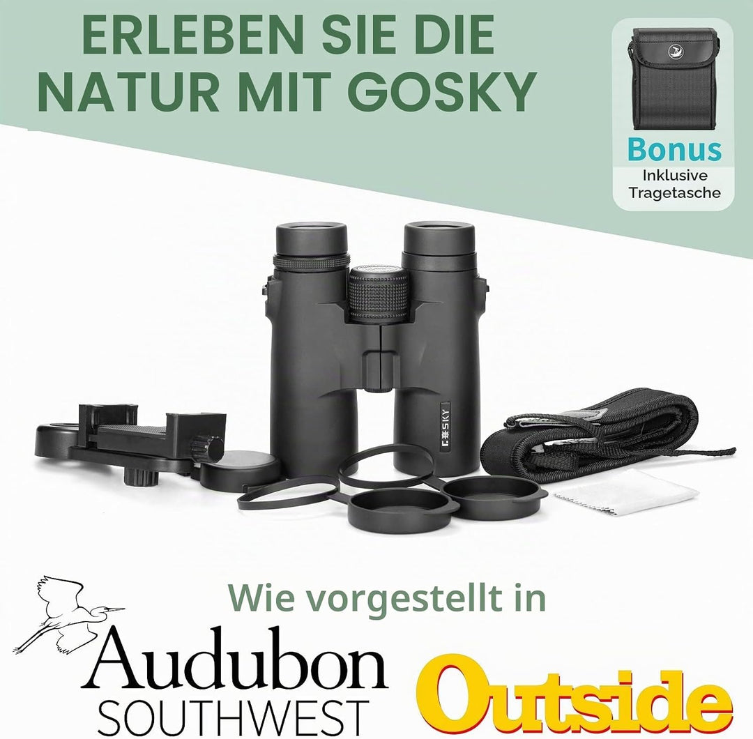 Gosky 10 x 42 Fernglas für Erwachsene, professionelles HD Fernglas, Fernglas für Vogelbeobachtung, R