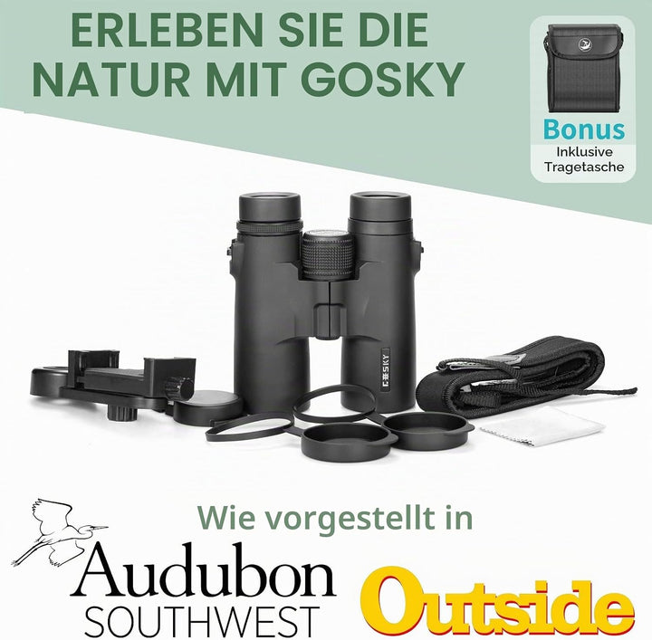 Gosky 10 x 42 Fernglas für Erwachsene, professionelles HD Fernglas, Fernglas für Vogelbeobachtung, R