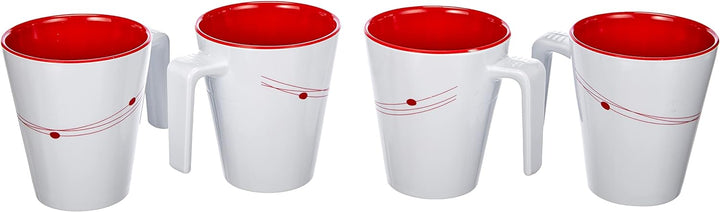 BRUNNER Melamin-Set, kosmisch, 16 Stück Rutschfest Weiss/Rot, Weiss/Rot
