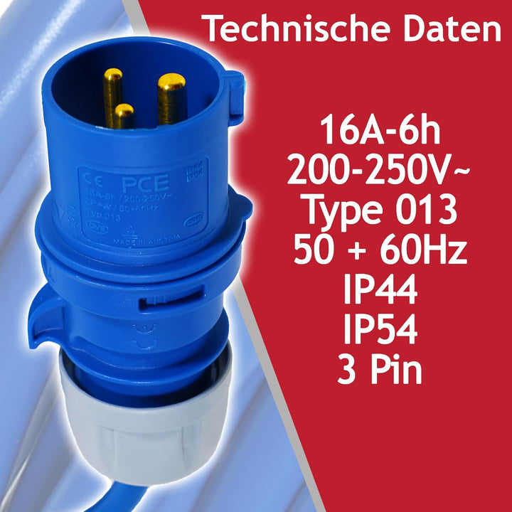 SPARES2GO 16-A-Splitterkabel, 240 V, für Wohnwagen und Wohnmobile, 2-Wege-Anschluss, Y-Stück, 2 x 16