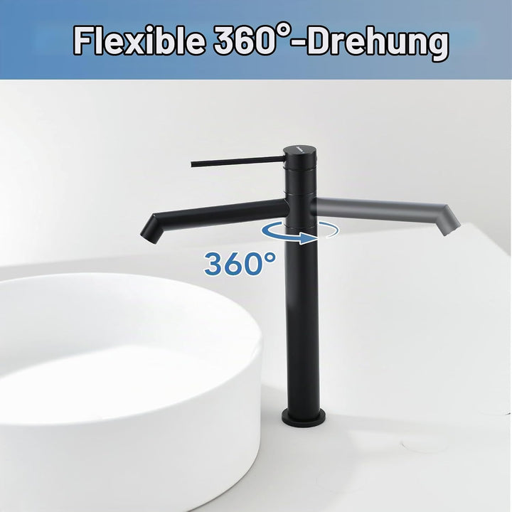 Waschtischarmatur 360° drehbar Wasserhahn Bad mit Warm- und Kaltwassermischer Auslaufhöhe 222 mm bad