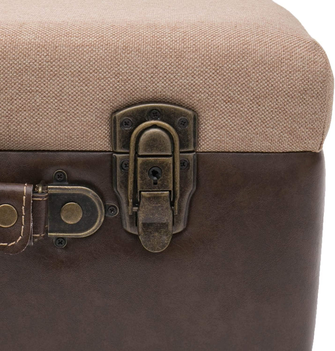 HMF Vintage Sitzhocker mit Stauraum aus Holz | 40 x 32 x 39 cm | Braun | Klassik