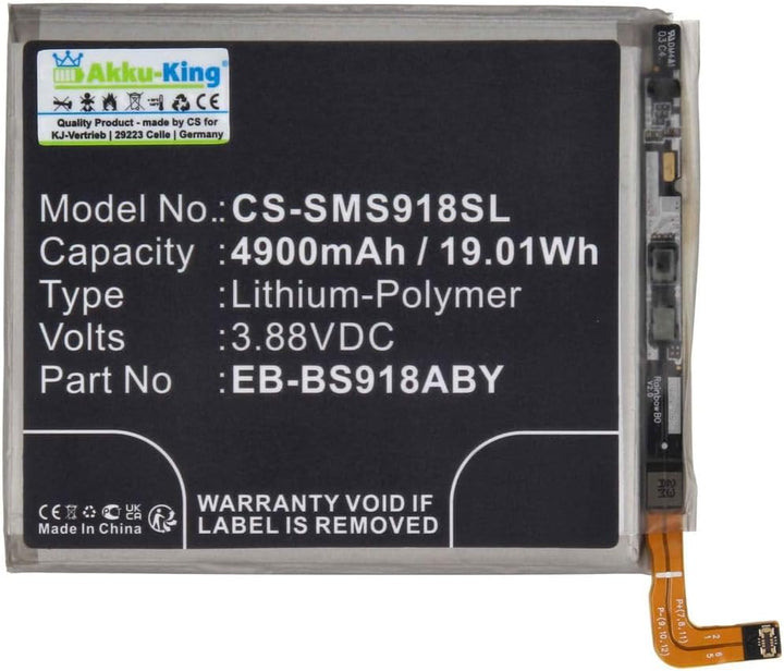 Akku kompatibel mit Samsung EB-BS918ABY - Li-Polymer 4900mAh - Galaxy S23 Ultra, Galaxy S23 Ultra 5G