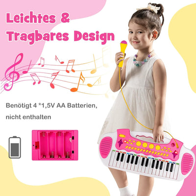 COSTWAY Kinder-Keyboard mit 31 Tasten, tragbares Musikinstrument mit Mehreren Sounds & Lichteffekten