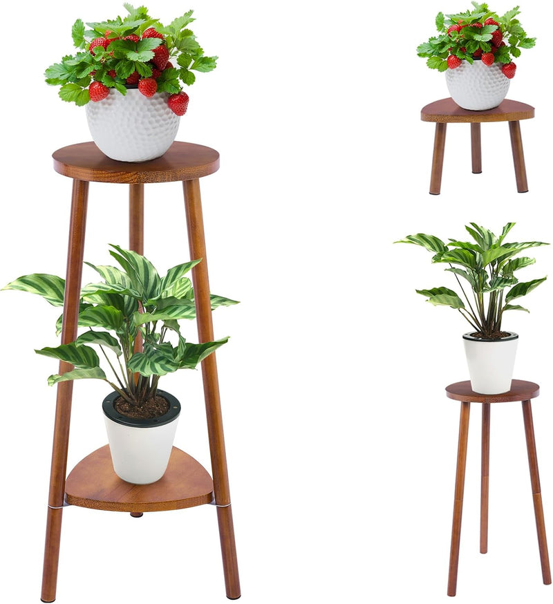 Yedcxup Blumenständer Stabil Blumenständer Holz, 2-stufiger umwandelbarer Pflanzenständer leichter A