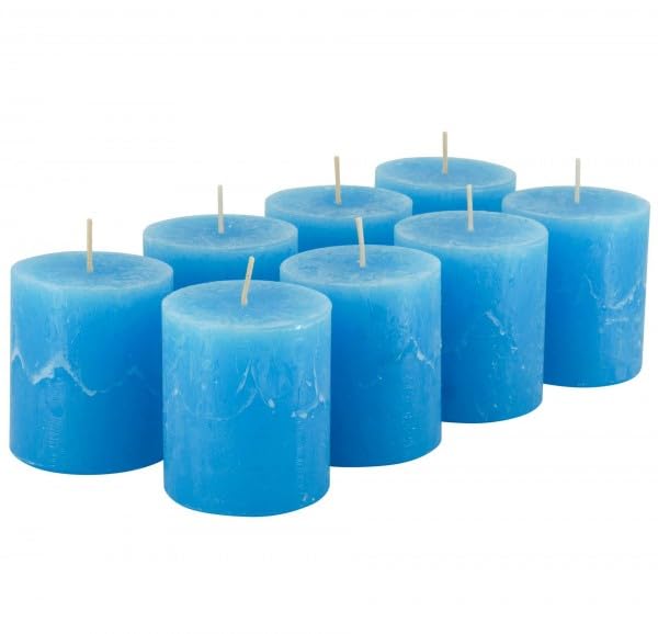 Rustikale Stumpenkerzen – 8 Stück - Wachskerzen/Rustickerzen/Adventskerzen Weihnachten (Türkis, Klei