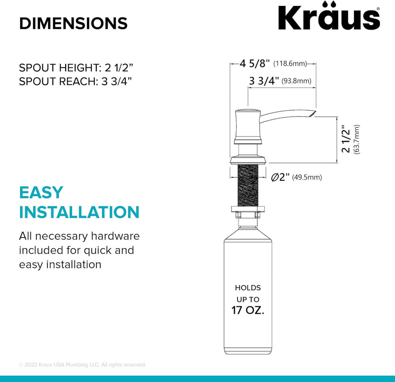 Kraus Küchenseifen- und Lotionspender aus Edelstahl, KSD-54SS Edelstahl Traditioneller Stil, Edelsta