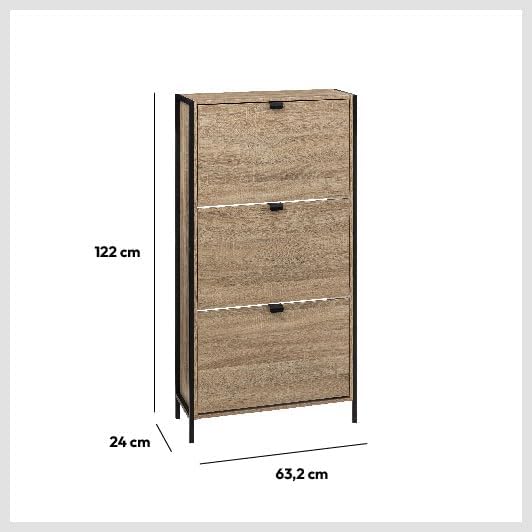5five - schuhschrank mit 3 schubladen "aliaj" in eiche natur effekt