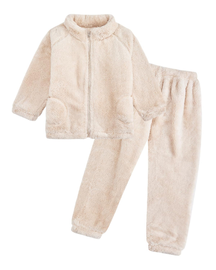 JiAmy Kinder Mädchen Outfit Set Winter Fleece 2 Stück Reissverschluss Langarm Oberteile Hose Sweatsh