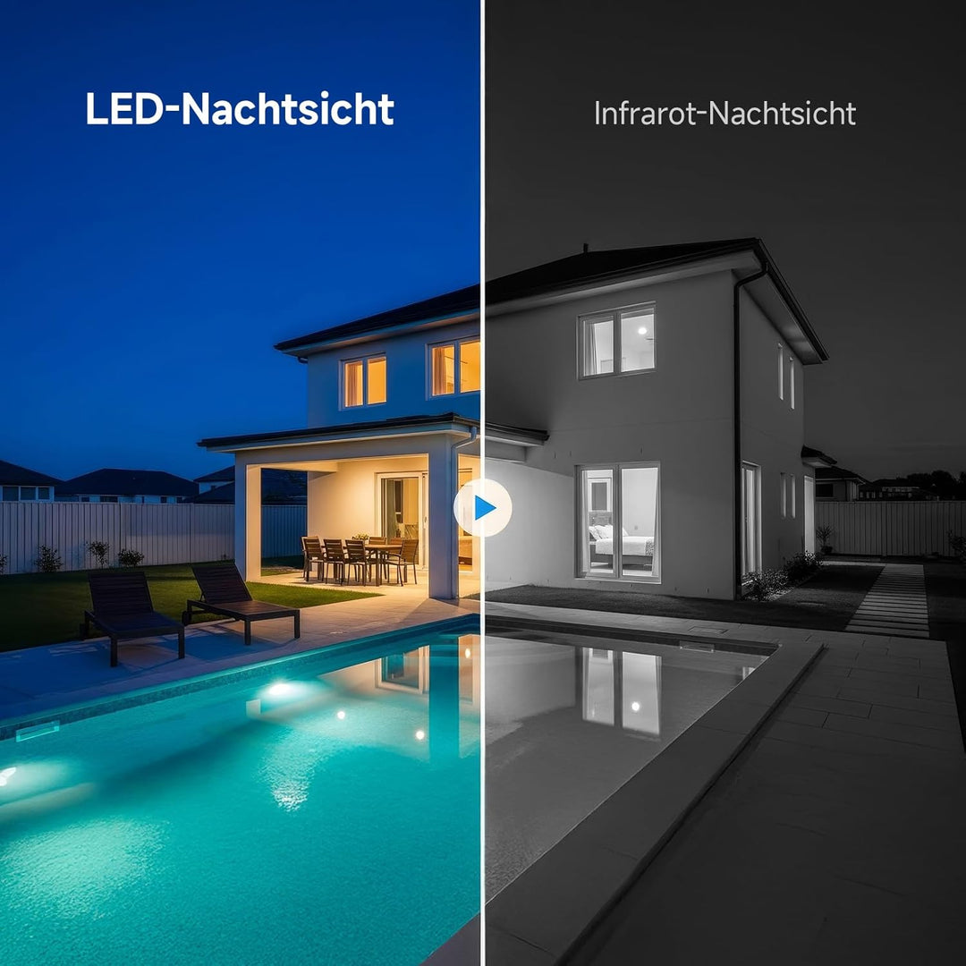 Rollei Überwachungskamera Wireless Security Cam 2K V2 Kabellose Kamera Überwachung Aussen Bewegungs