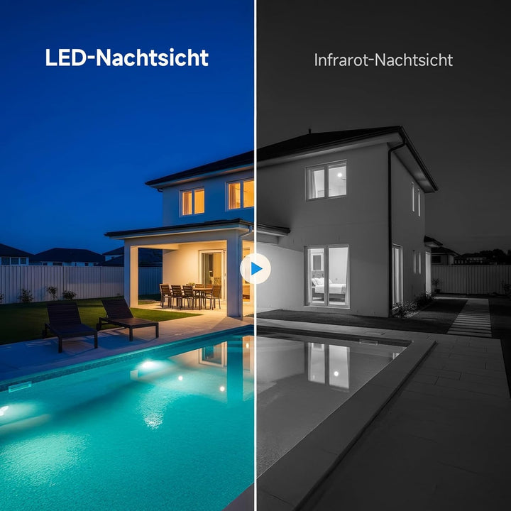 Rollei Überwachungskamera Wireless Security Cam 2K V2 Kabellose Kamera Überwachung Aussen Bewegungs