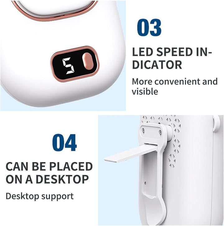 Ventilator mit Clip, 5 Geschwindigkeiten, leise, blattlos, tragbar, wiederaufladbar, persönlicher Ve