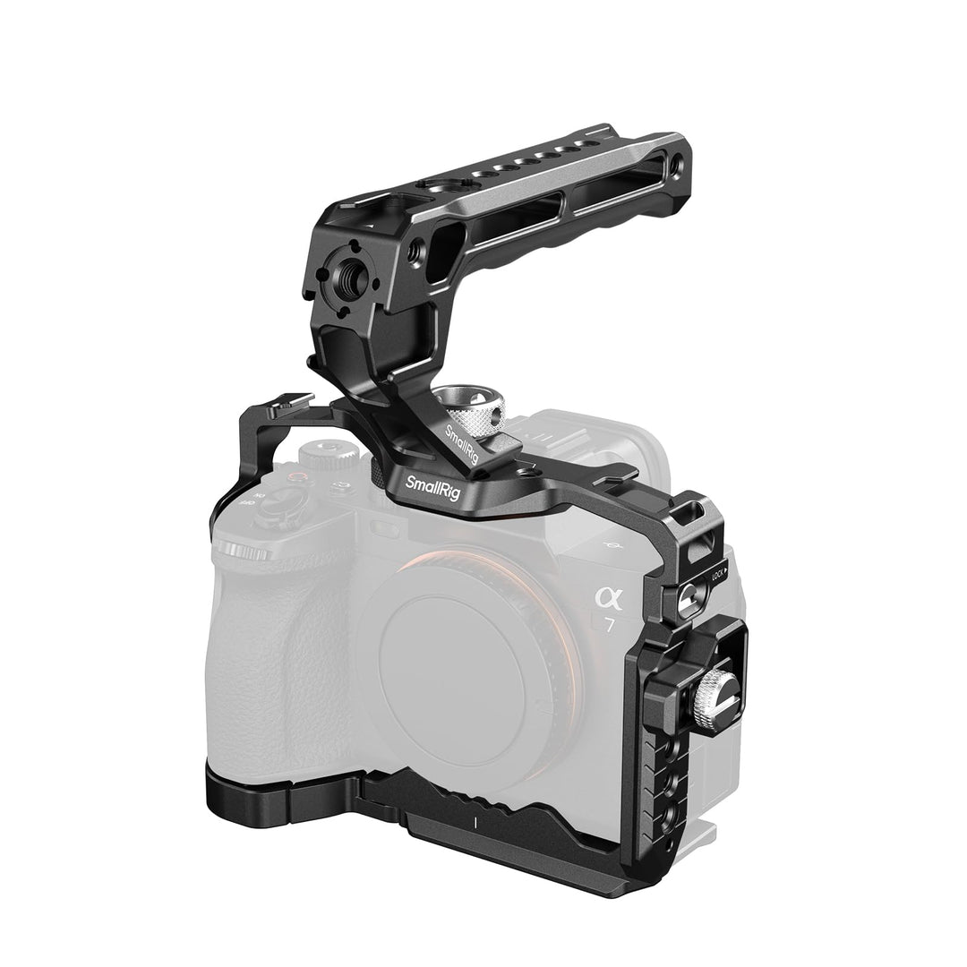 SMALLRIG A7 IV Käfig Cage mit oberem Griff und HDMI-Kabelklemme, Basis Kit für Sony Alpha 7 IV/Alpha