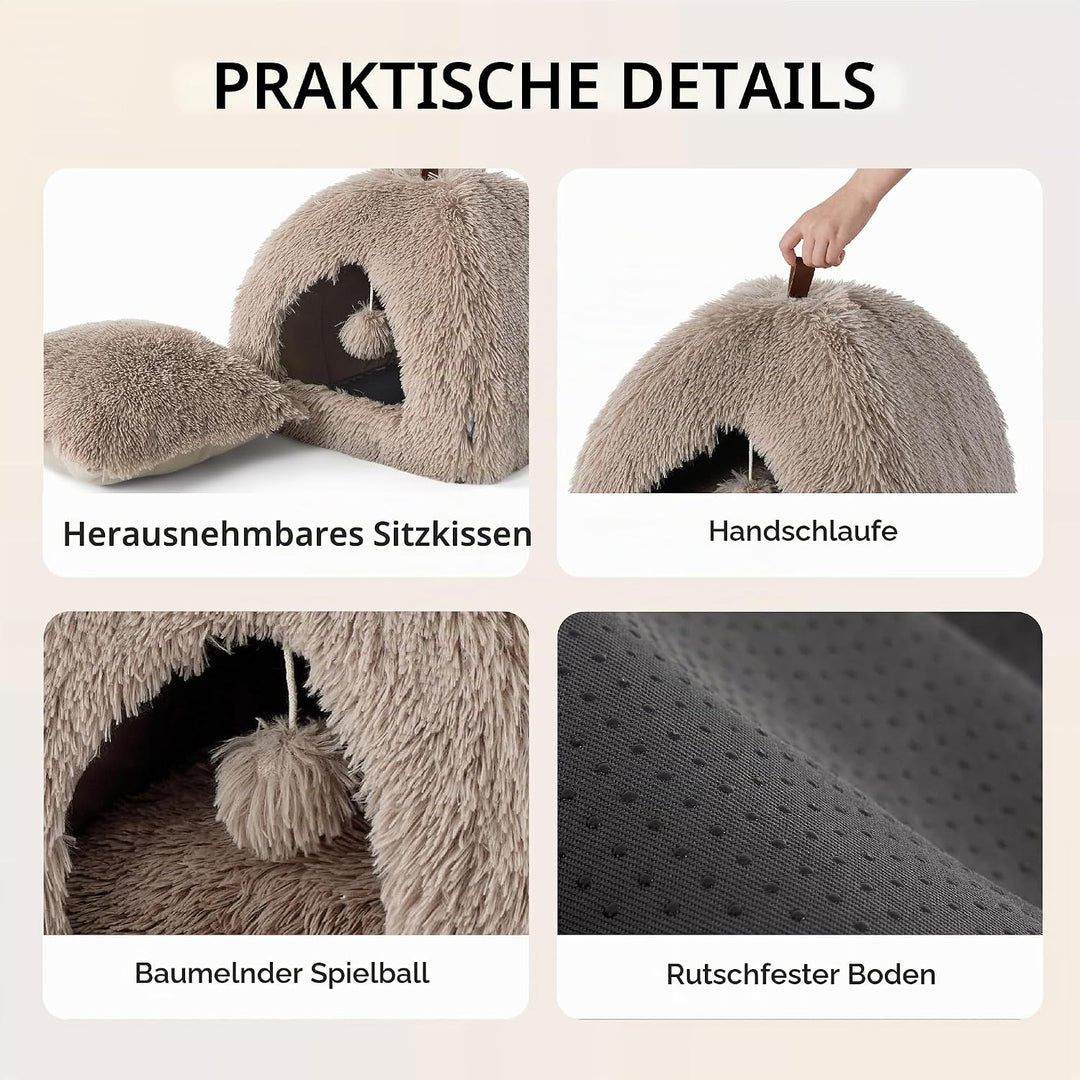 BEDSURE Katzenbett grosse Katzen Katzenhöhle- 44x44x44 cm Plüsch Katzenhaus Indoor mit abnehmbarem K