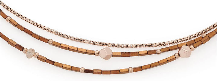 JEWELS BY LEONARDO Flavia Halskette aus Edelstahl 1 Stück, dreireihiges roségoldenes Collier aus Häm