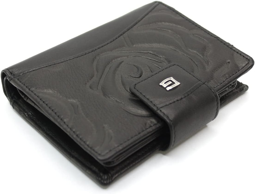 Giudi Geldbörse Damen Leder Mittel-Gross Echtleder Portemonnaie (13x10x2,5) (Schwarz), Schwarz
