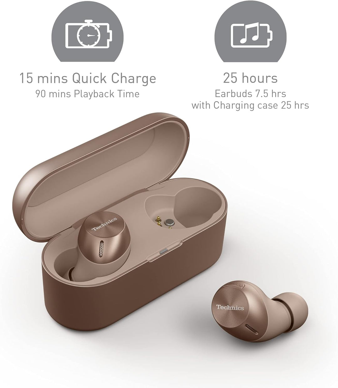 Technics EAH-AZ40E-N In-ear Kopfhörer Bluetooth, bequemer Kopfhörer mit integriertem Mikrofon, anpas