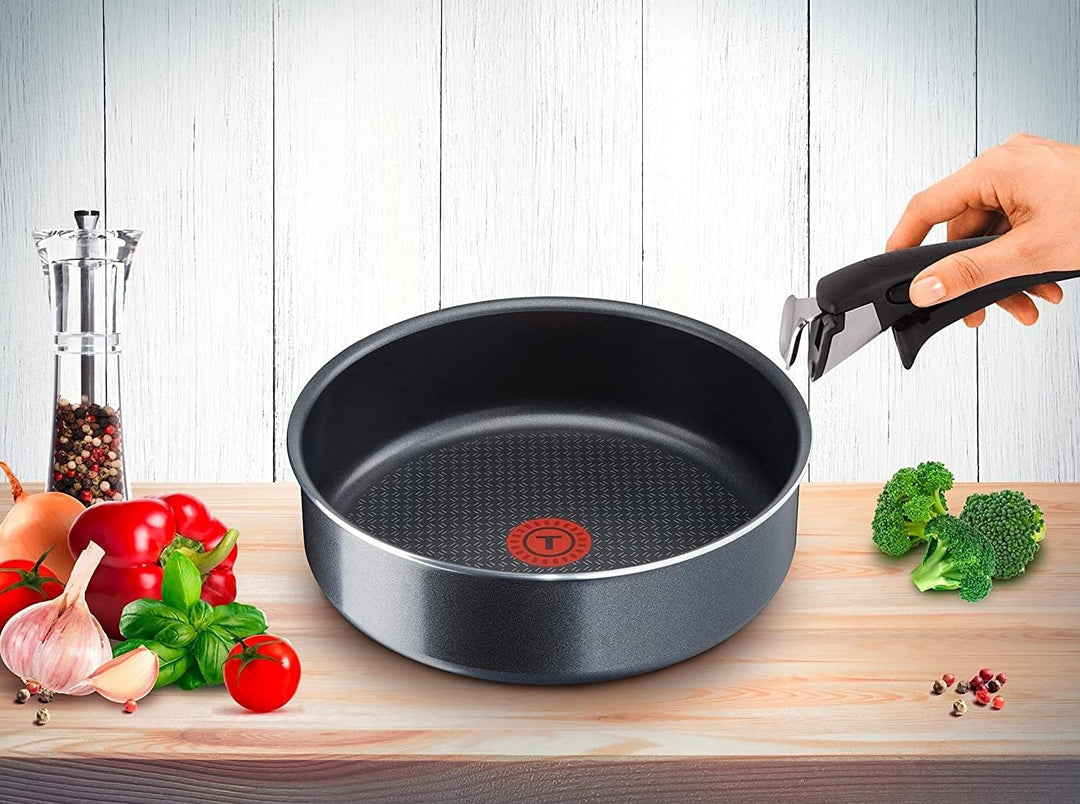 Tefal L2319102 Ingenio Elegance Schmorpfanne, 26 cm + 1 Griff + 1 Deckel, 26 cm, Glitzer, für alle H