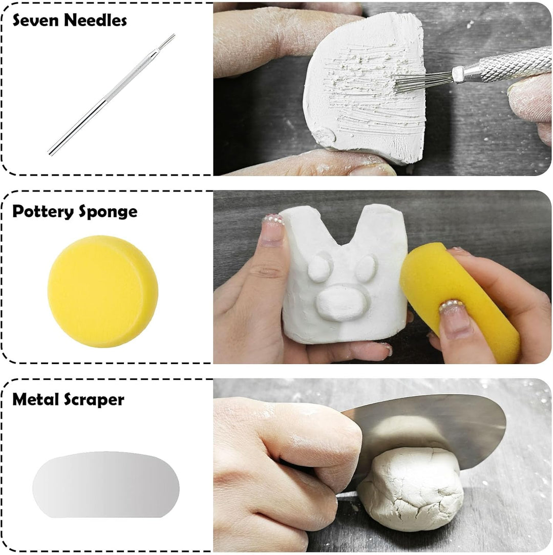 2 x 100ml air dry clay glaze und 30pcs modellierwerkzeug,ton glasur ohne brennen Schützt die Keramik