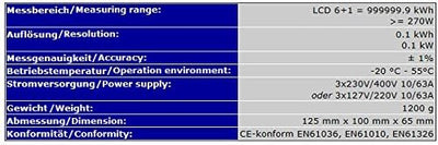 Drehstromzähler Verbrauch (kWh) & Leistung (kW) Stromzähler Starkstrom Zwischenzähler 380/400V digit