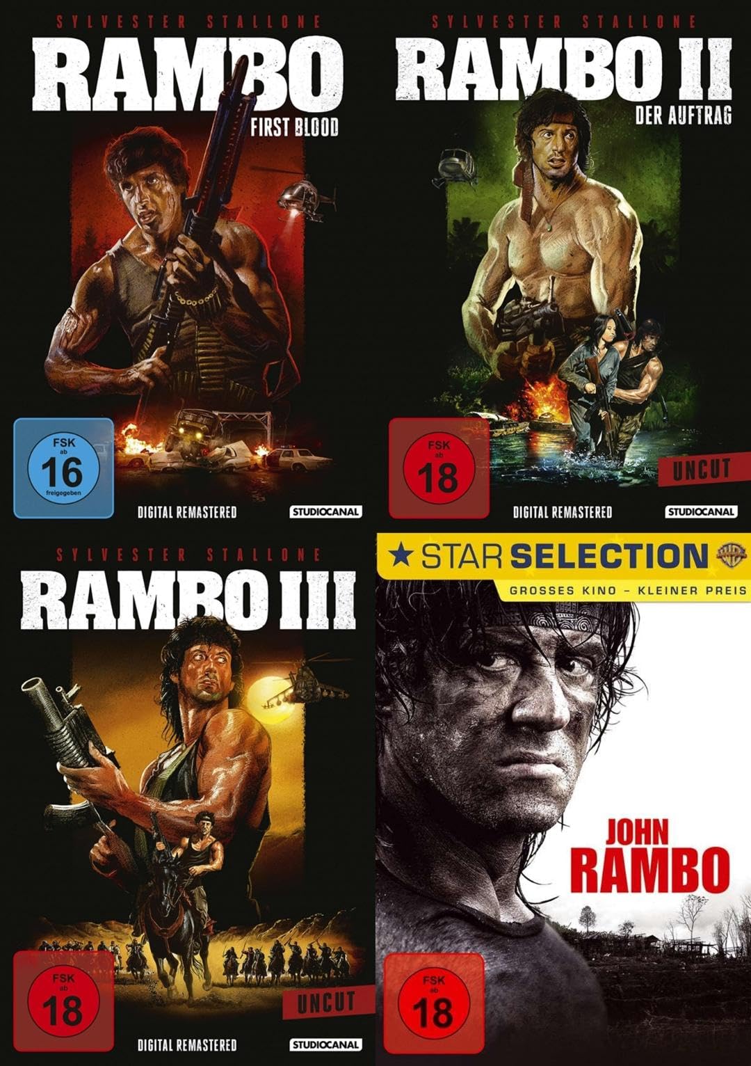 Rambo 1 - 4 (Teil 1 + 2 + 3 + 4) John Rambo [4-DVD], DVD