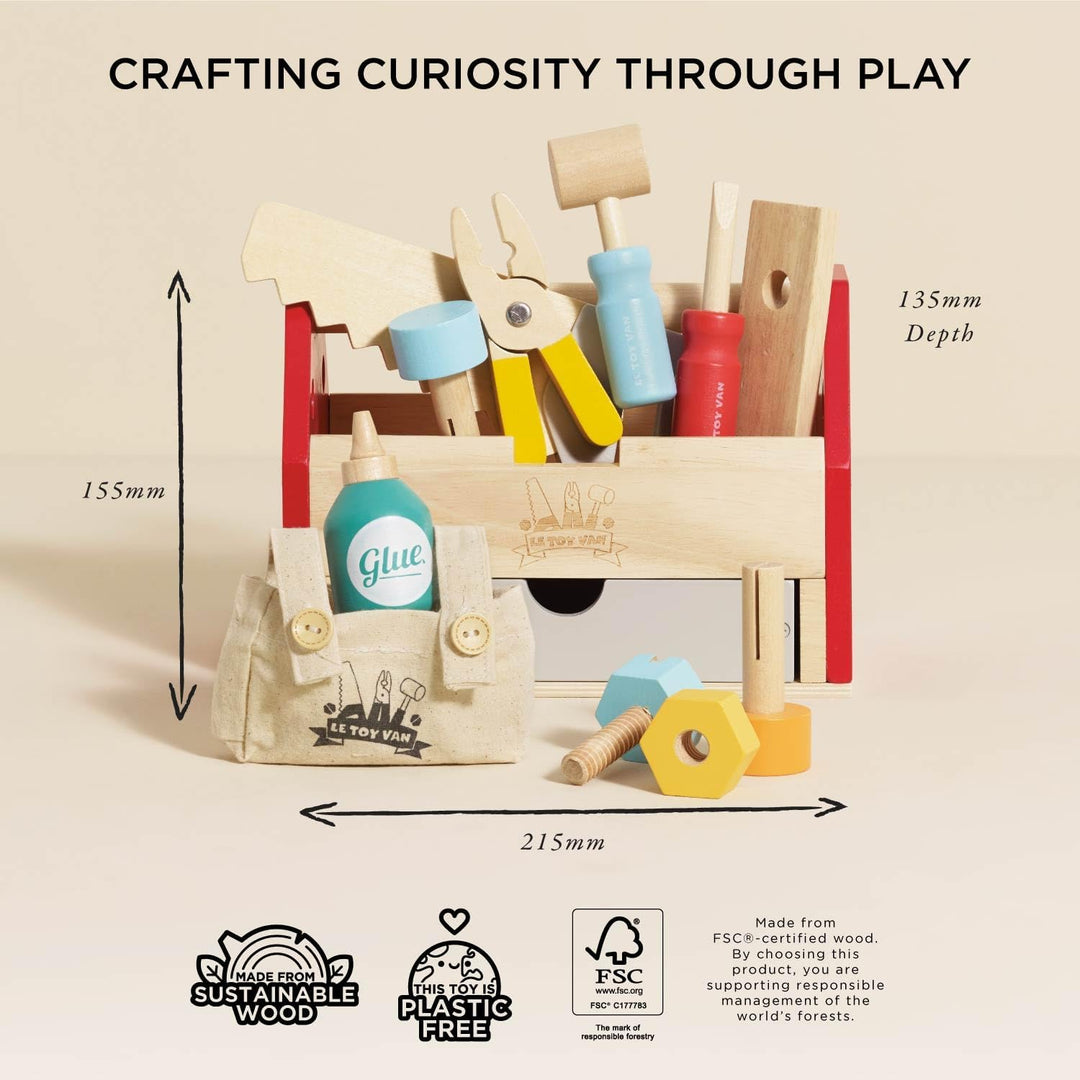 Le Toy Van – Pädagogisches Autos & Baustelle-Spielset aus Holz Werkzeugkiste für Rollenspiel | Für M