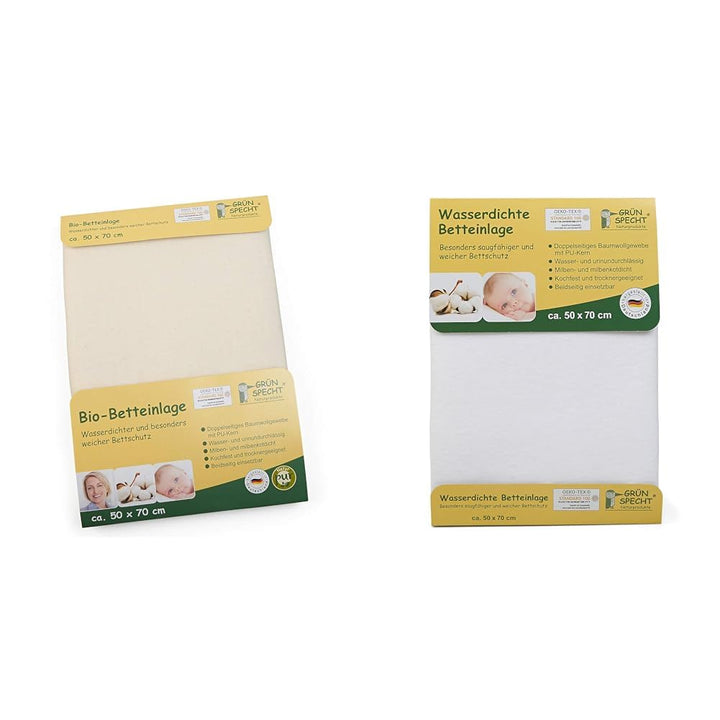 GRÜNSPECHT Bio-Betteinlage 50x70cm, Matratzenschutz & wasserdichte Betteinlage 50x70cm, Matratzensch