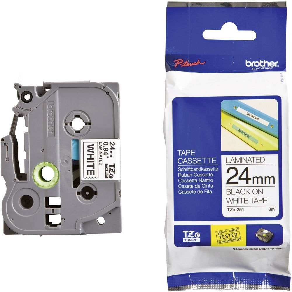 Brother Original P-touch Schriftband TZe-251 24 mm, schwarz auf weiss (u.a. für Brother P-touch P700