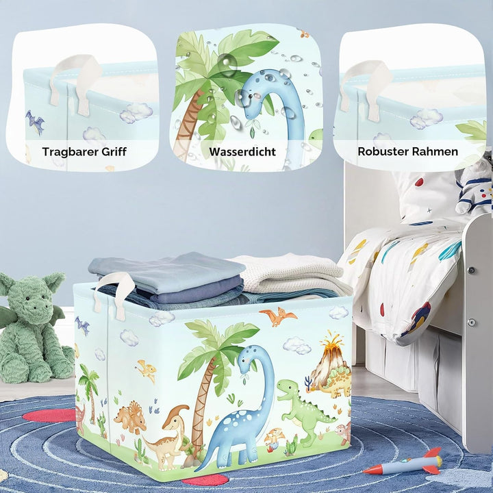Dinosaurier Kinder Wäschekorb Faltbar für Jungen Mädchen Gross Kleidung Spielzeug Aufbewahrungskorb