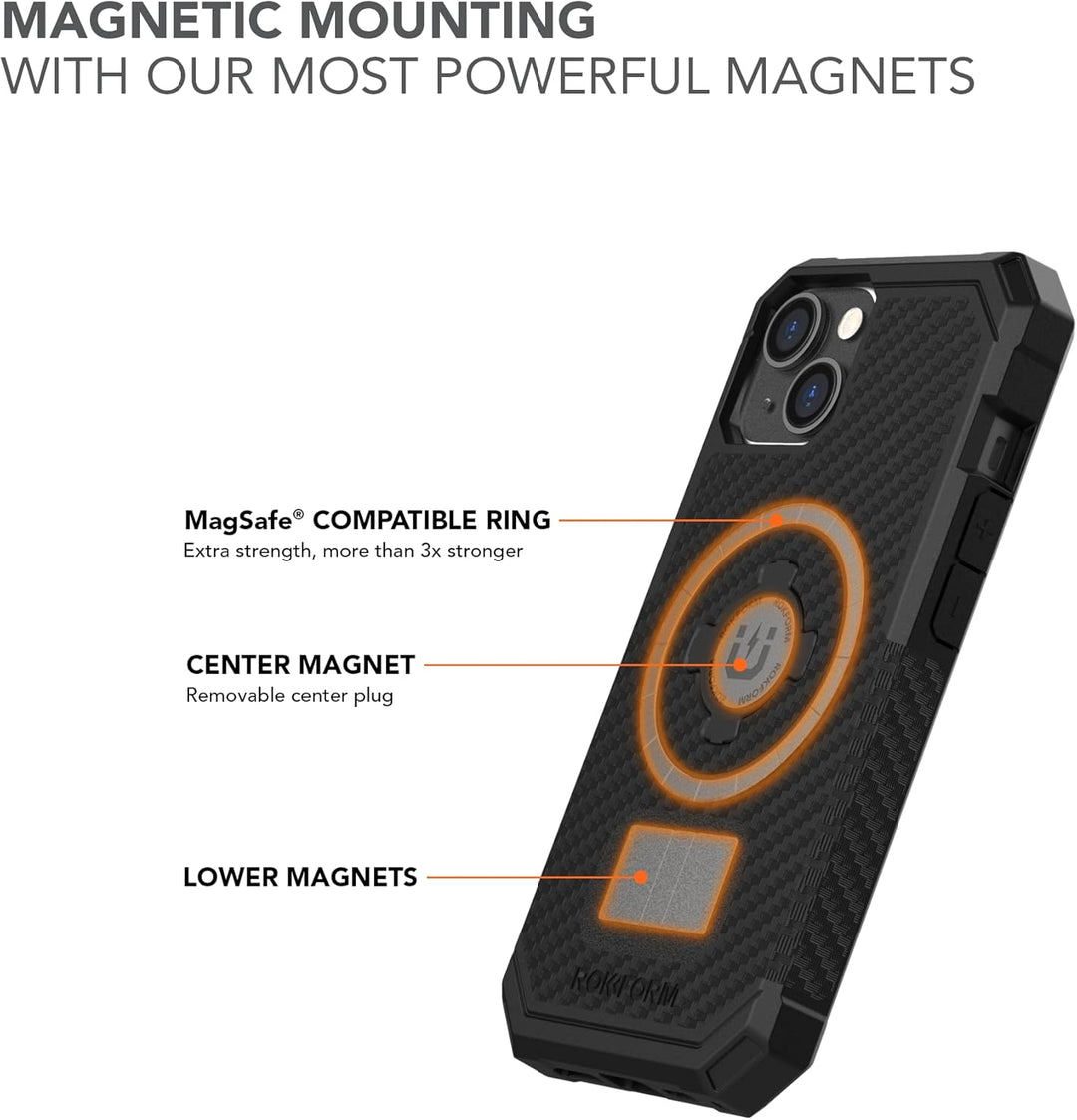 Rokform Schutzhülle für iPhone 14, Rugged-Serie, doppelt magnetisch, iPhone-Cover mit RokLock-Drehve