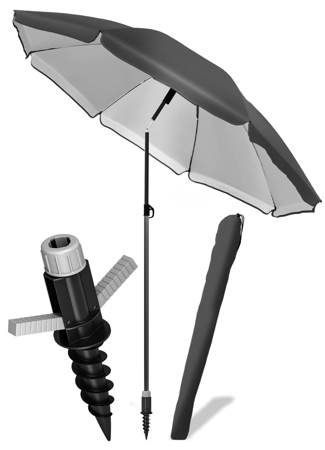 4smile Sonnenschirm Strand SunnyJoy Ø 180 cm, 3er Set - Strandschirm mit UV Schutz 50+, inkl. Sonnen