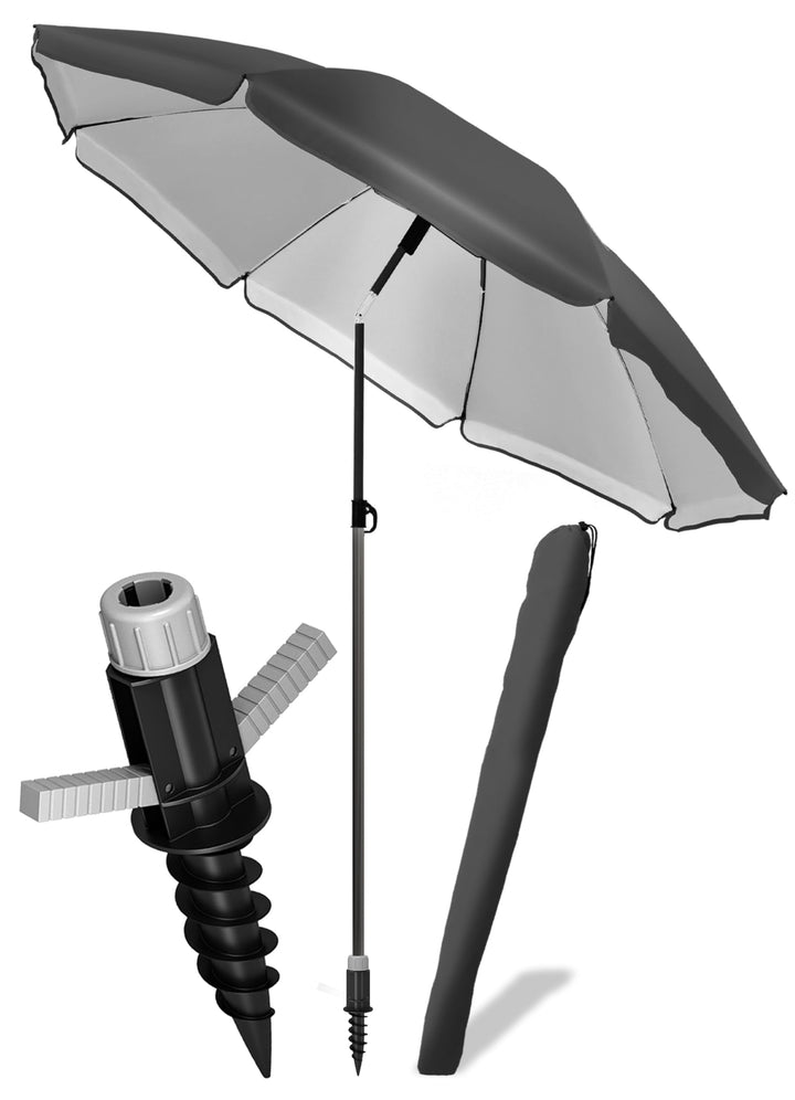 4smile Sonnenschirm Strand SunnyJoy Ø 180 cm, 3er Set - Strandschirm mit UV Schutz 50+, inkl. Sonnen