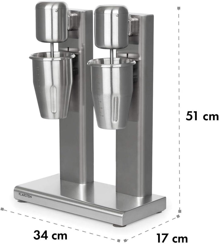 Klarstein Kraftpaket II Pro Doppel Drink Mixer, 160 Watt, 2 x 1 L, 2 Stufen, 20000 U/min, 2 Mixbeche