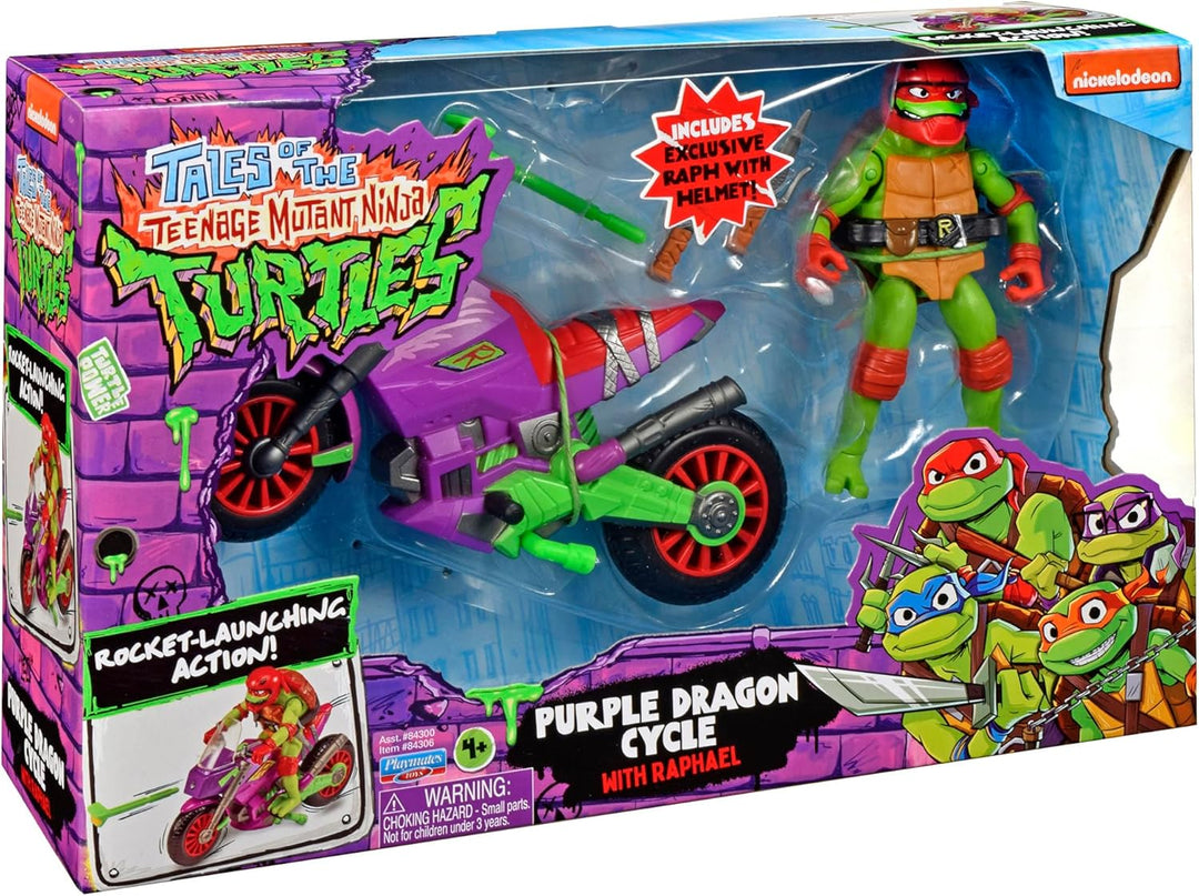 TEENAGE MUTANT NINJA Turtles - Fahrzeug mit Figur - Lila Drachen-Cycle mit Raph, Lila Drachen-Cycle
