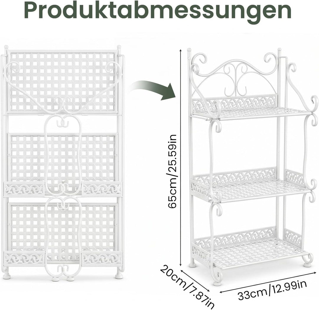 Zusammenklappbares Pflanzenregal aus Metall, Blumenständer im für Innen &amp; Aussen, Eisen-Regal für Ba
