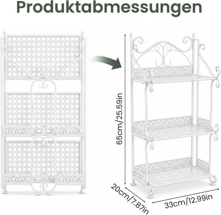 Zusammenklappbares Pflanzenregal aus Metall, Blumenständer im für Innen &amp; Aussen, Eisen-Regal für Ba