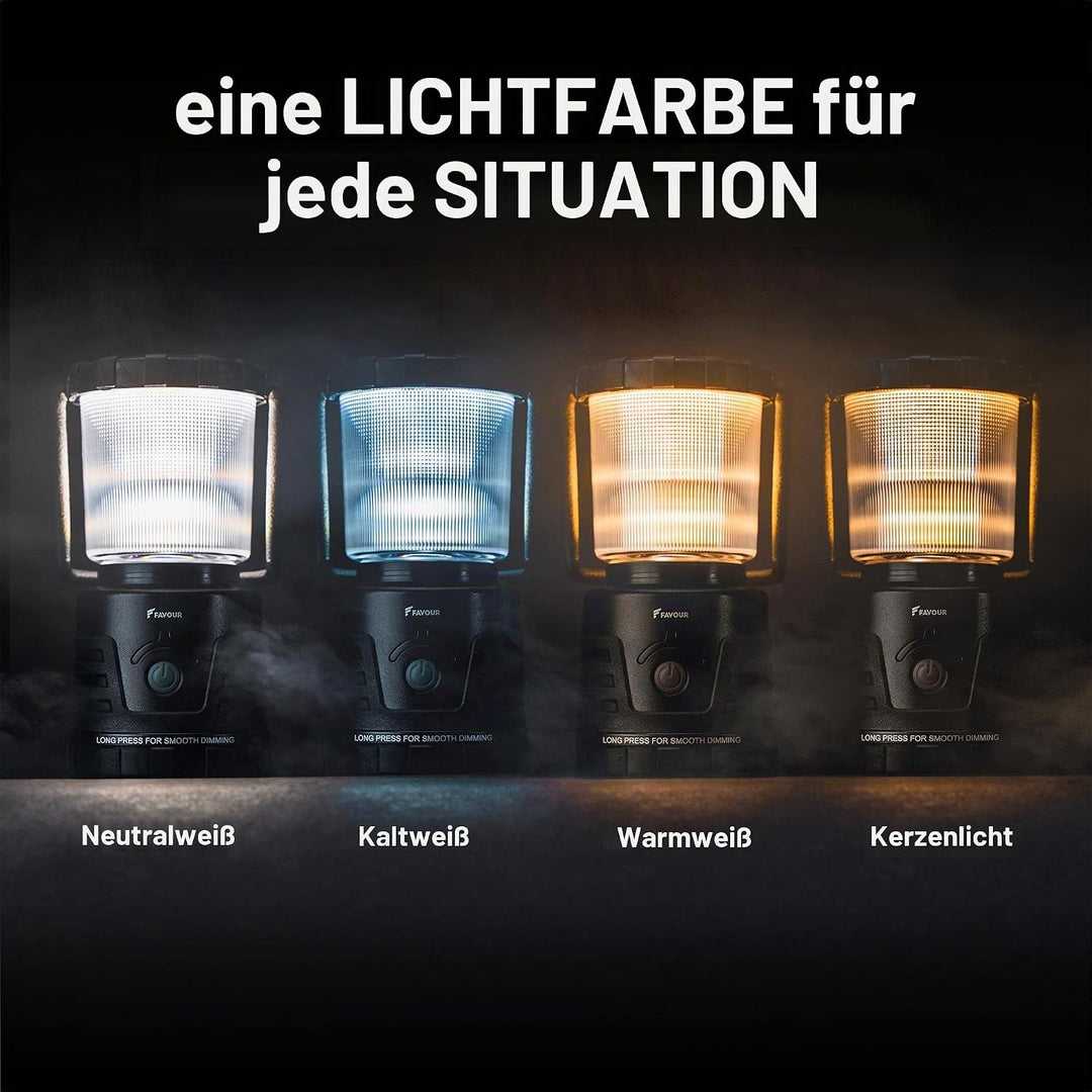 Favour LED Laterne Outdoor Lampe hell 1105 Lumen | Camping Lampe, IP64 wasserdicht, stossfest | Camp